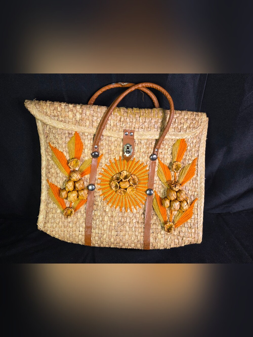Vintage Mexican Straw Beach Tote